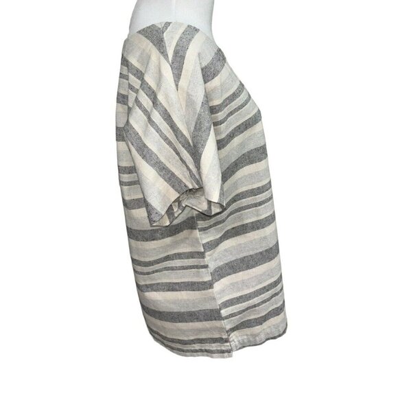 Linen Lux Women's M Medium T-Shirt Top Linen Blend Boxy Lagenlook Striped - Picture 3 of 7